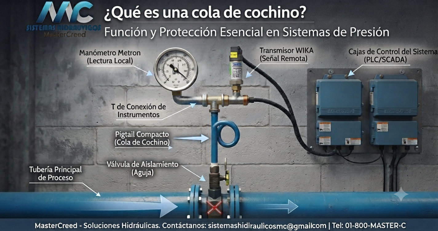 ¿Qué es una cola de cochino y para qué sirve en un sistema hidroneumático?