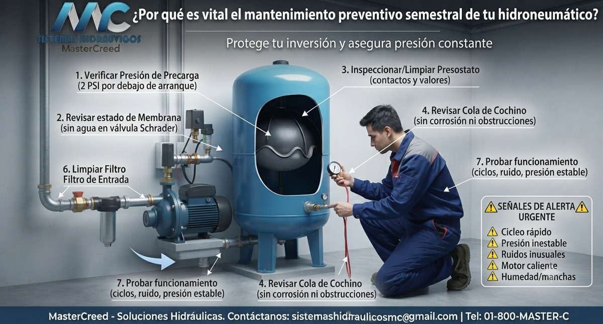 ¿Sabías que tu hidroneumático necesita mantenimiento cada 6 meses?