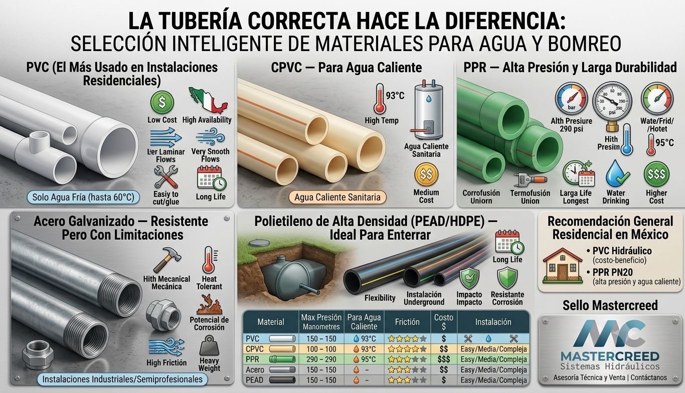¿Qué material de tubería es el mejor para instalar una bomba de agua?