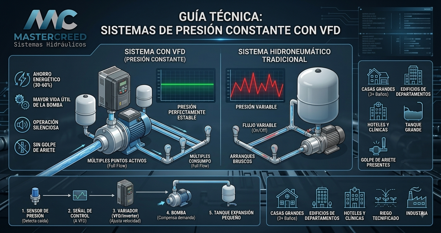¿Por qué utilizar un sistema de presión constante con variador de velocidad en tu instalación de agua?
