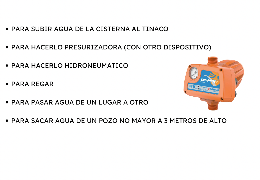 Bomba Presurizadora Silenciosa Pedrollo 0.6 HP — Para Casas de hasta 3 Baños